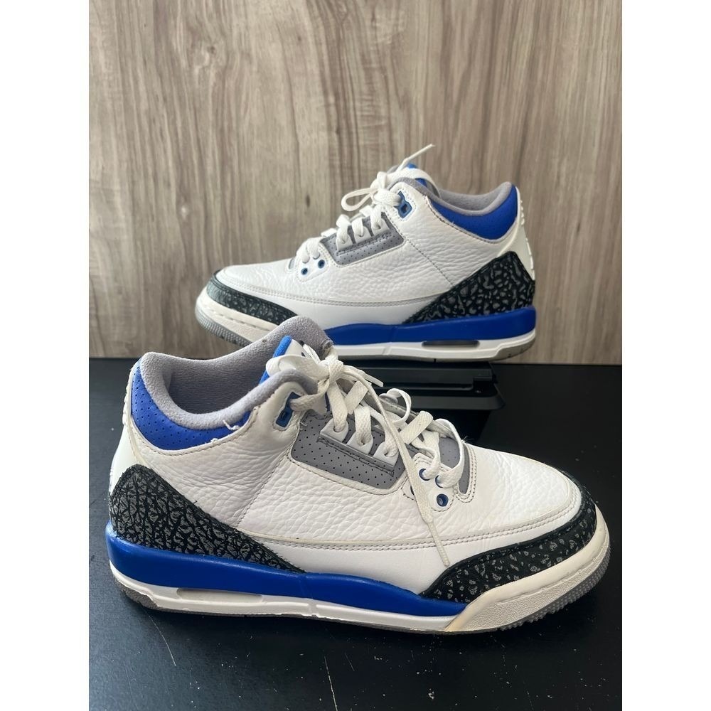 Nike Air Jordan 3 Retro GS Racer Blue 2021 Size 6Y 398614-145 White Black